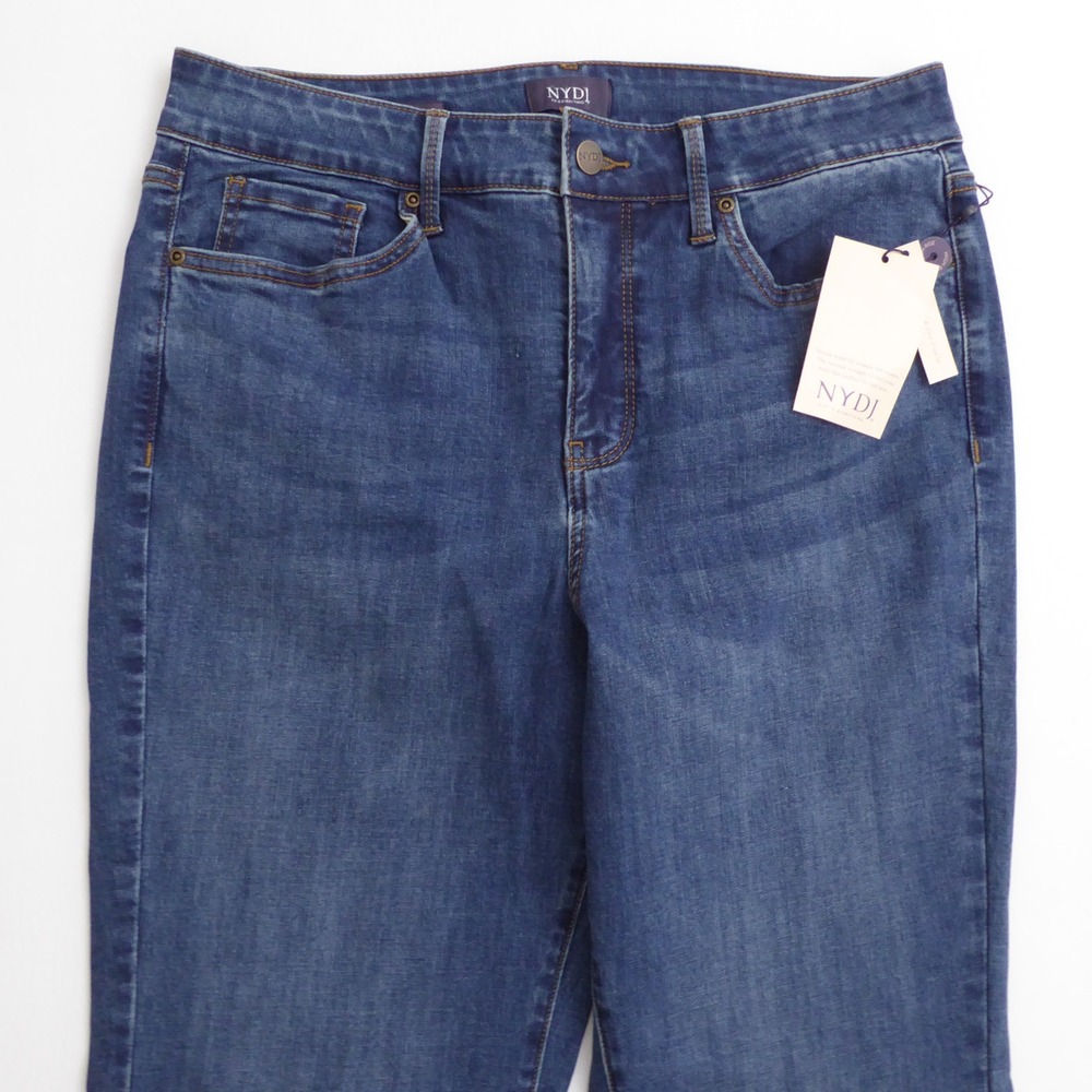 NYDJ Womens Jeans Presido Blue Ellison High Rise Straight Leg 12 - Picture 2 of 9
